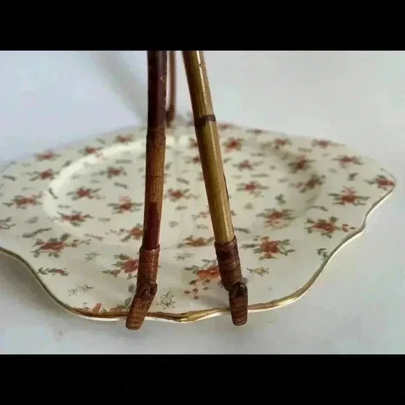 1920s Moriyama Mori Machi serving tray with wicker handle - Picture 5 of 8